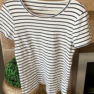 J. Crew Women's Short Sleeve Striped Tee - Navy and White